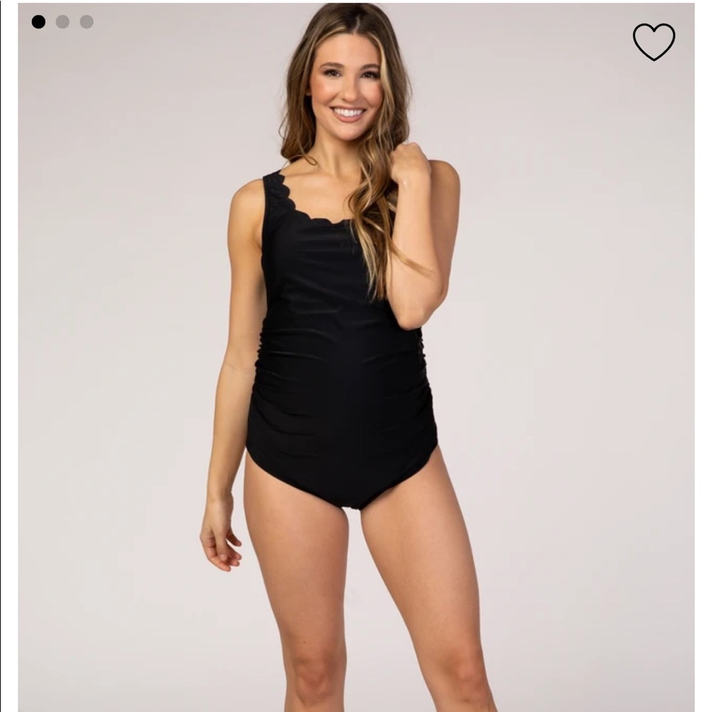 Pinkblush Black Scalloped Maternity One-Piece Swimsuit